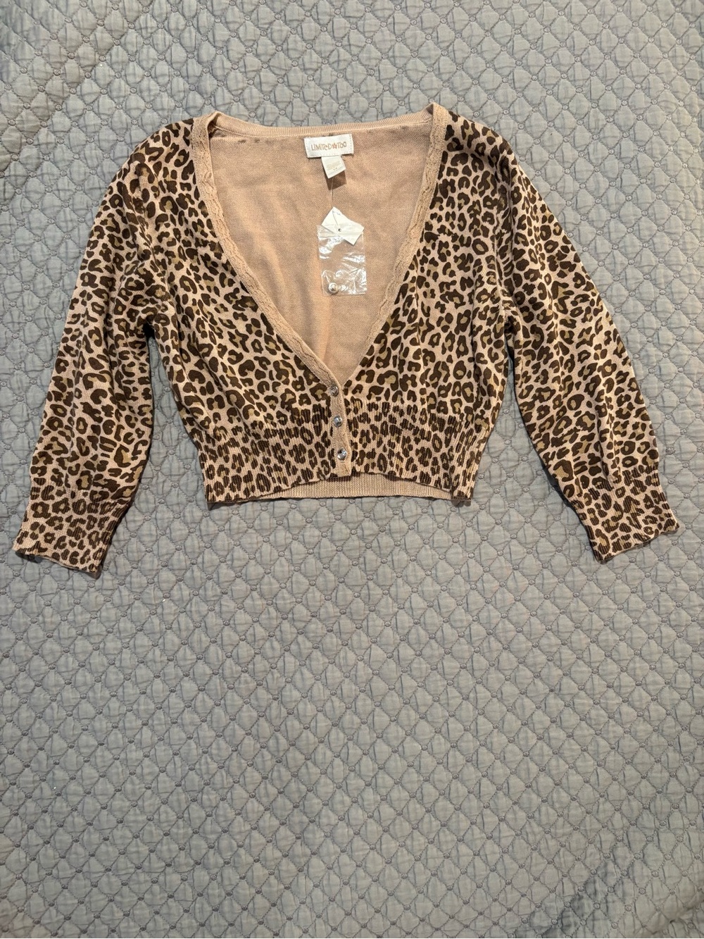 VTG Y2K Limited Too Cropped Leopard Cardigan Girls Size 14 NWT Deadstock